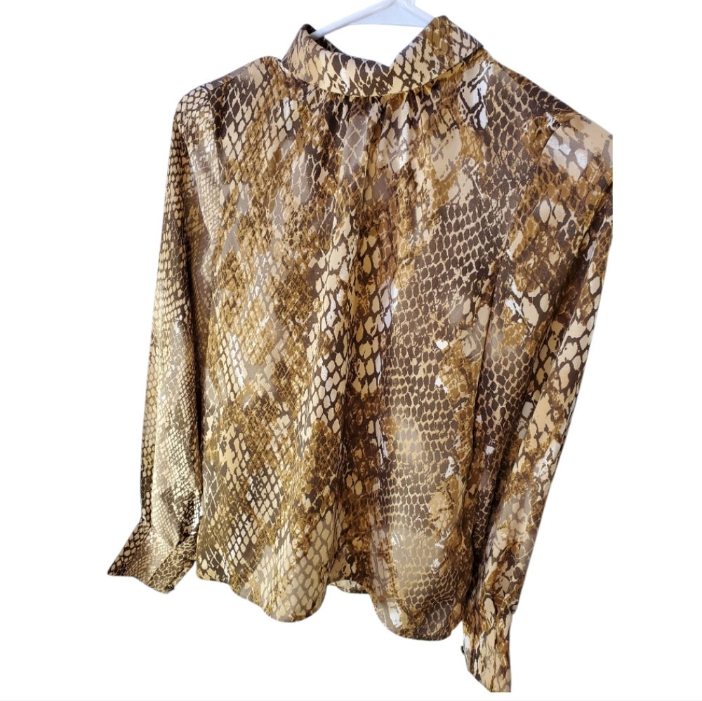 H&M Brown Snake Print Blouse Classic Size 0